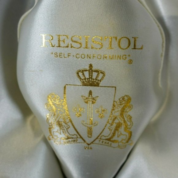 RESISTOL‎ Women Black 100% Wool Fedora Hat XL Strap Gold plated Logo Accent Cozy - Picture 6 of 10